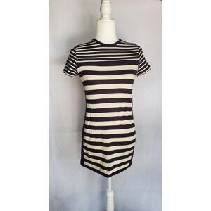 Women's Zara Trafaluc Stretch Black Striped Body‎ Con T-Shirt Dress SZ Small